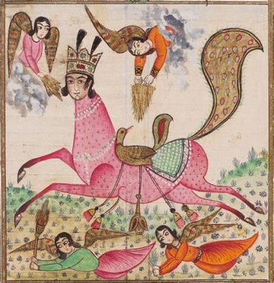  The Prophet Muhammad Riding a Borak - A Sincere Tribute in Vivid Persian Miniature